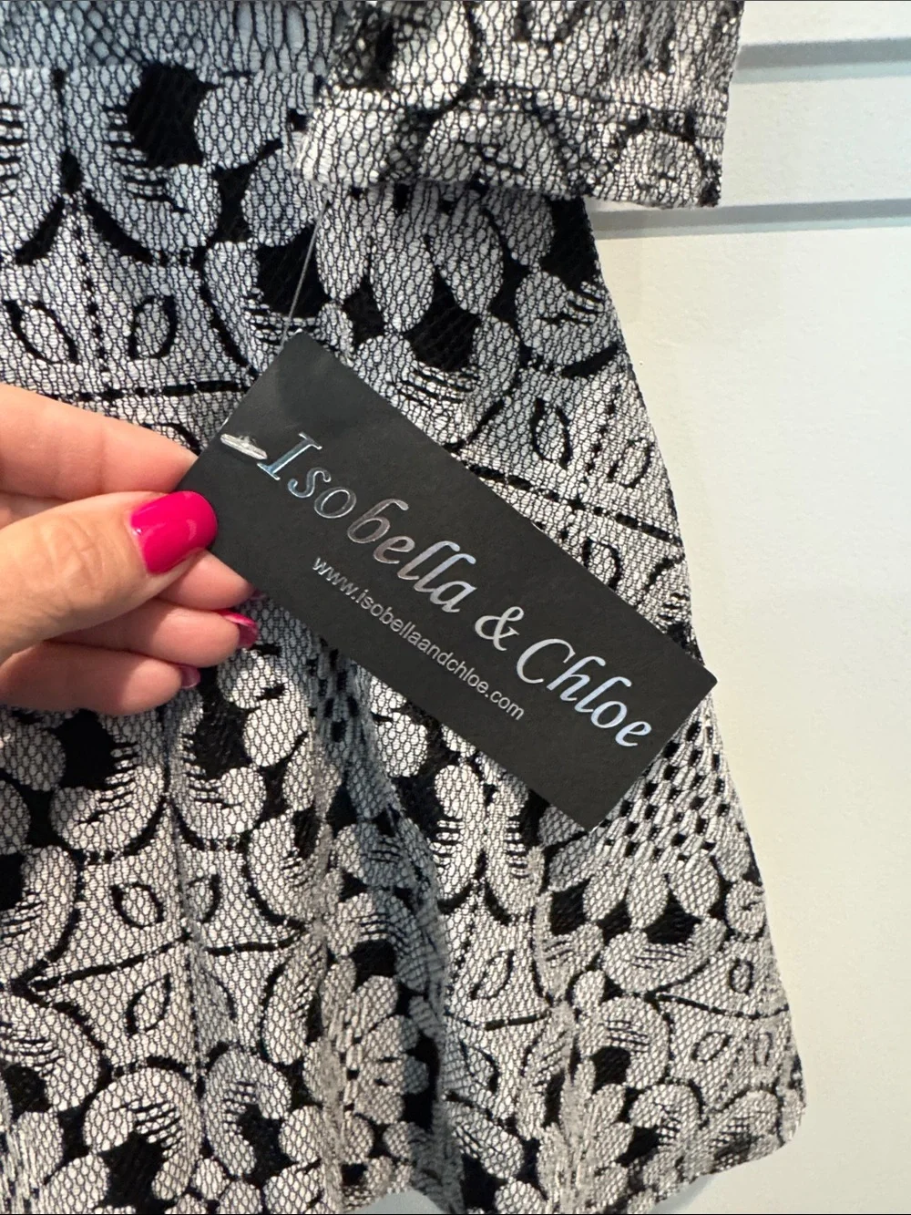 Isobella & Chloe Black and White Lace Fit-and-Flare Dress